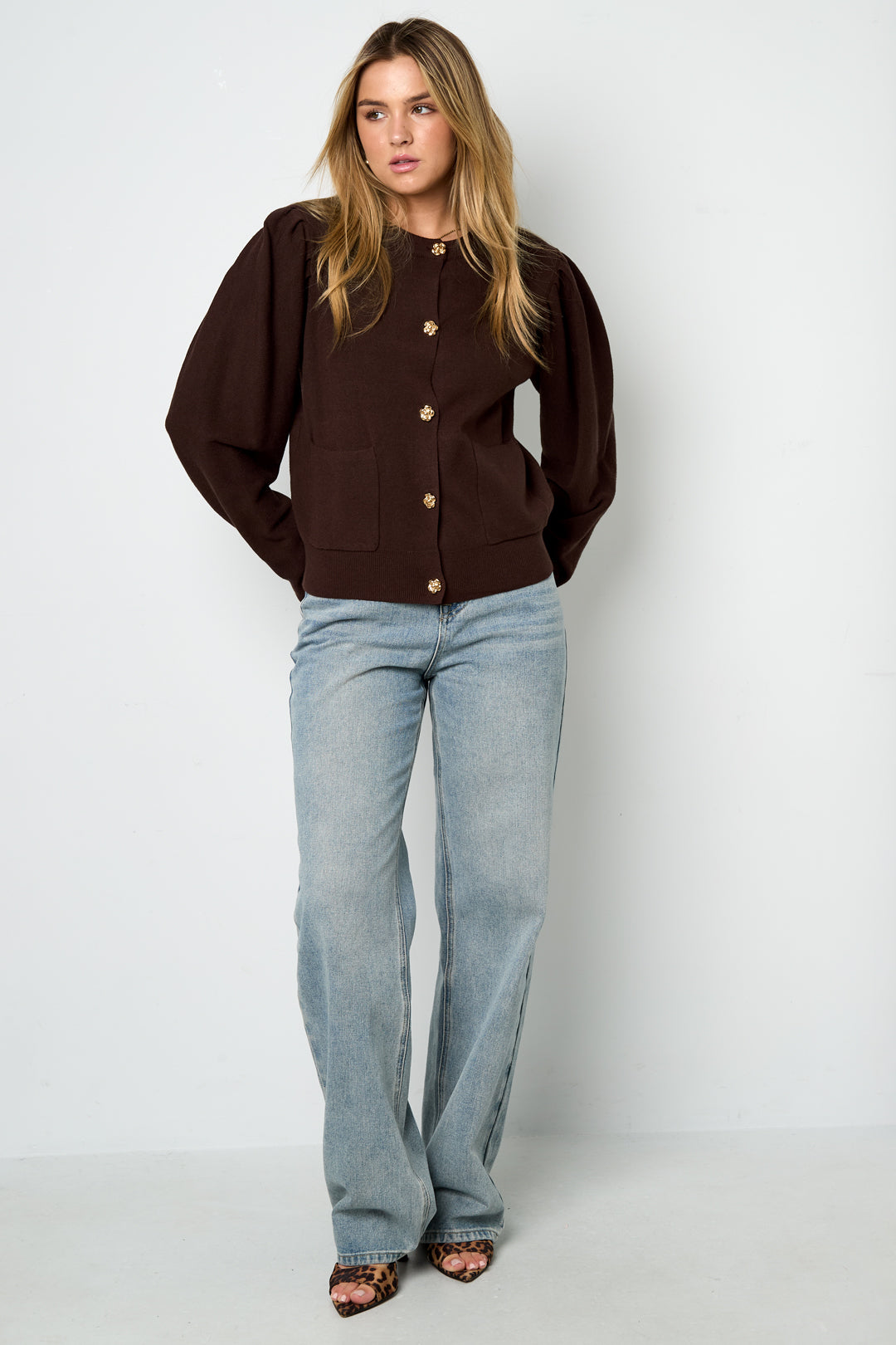Gebreide Cardigan Casual Solide Kleur