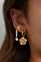 Oorbel Met Schattige Bloemhanger