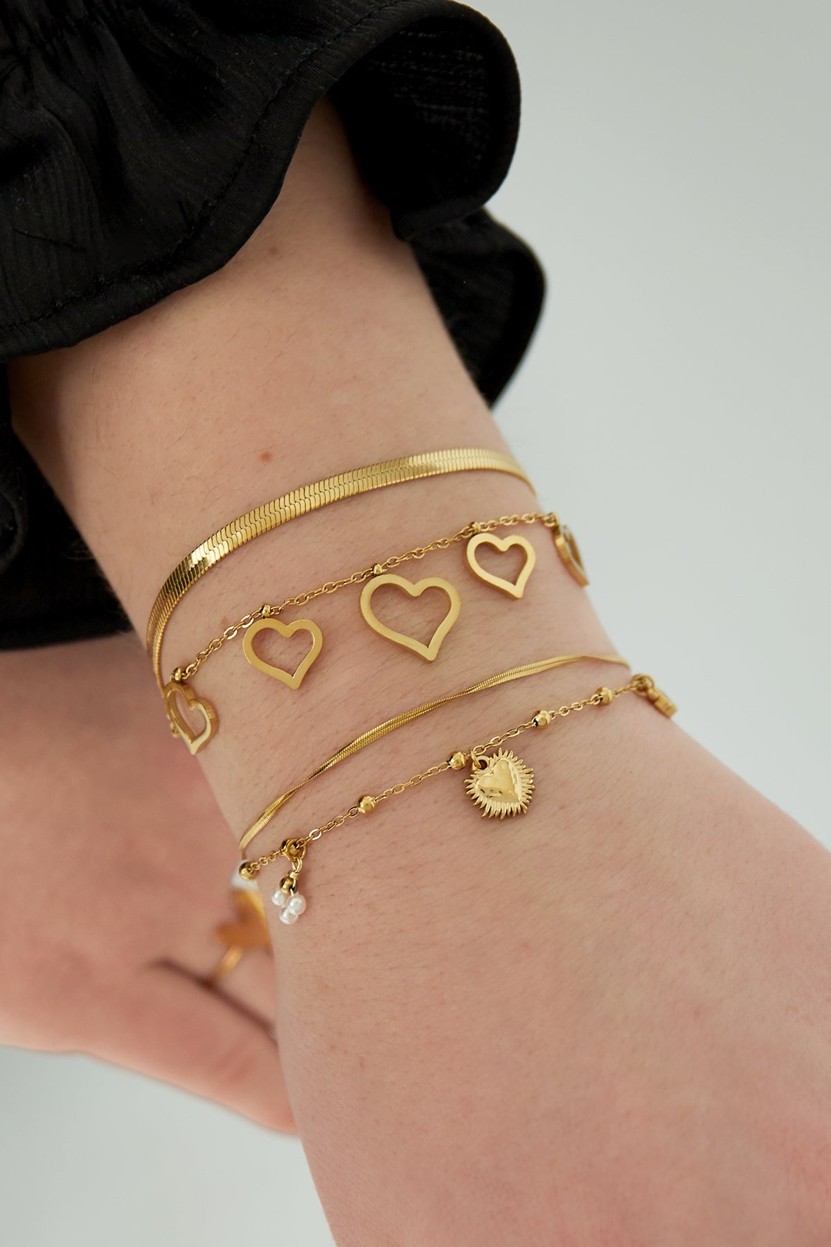 Dubbele Armband Met Hart Bedel