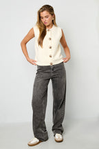 Gebreide Vest Casual Solide Kleur