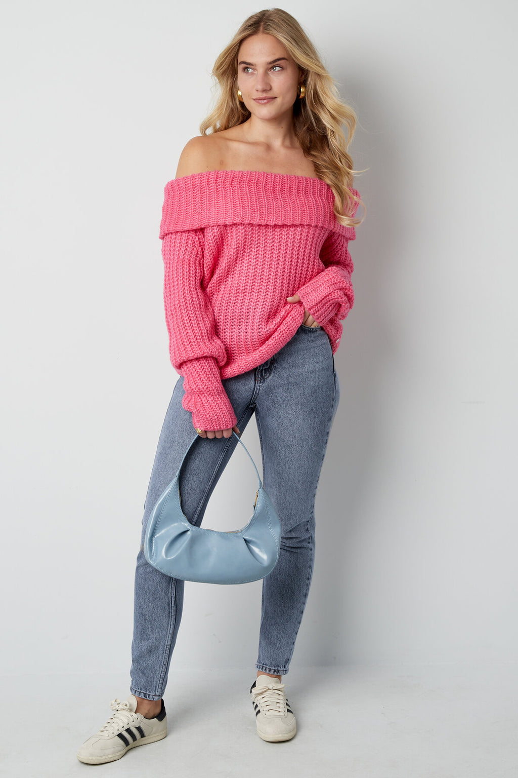 Recycled Polyester Blend Truien Off-Shoulder