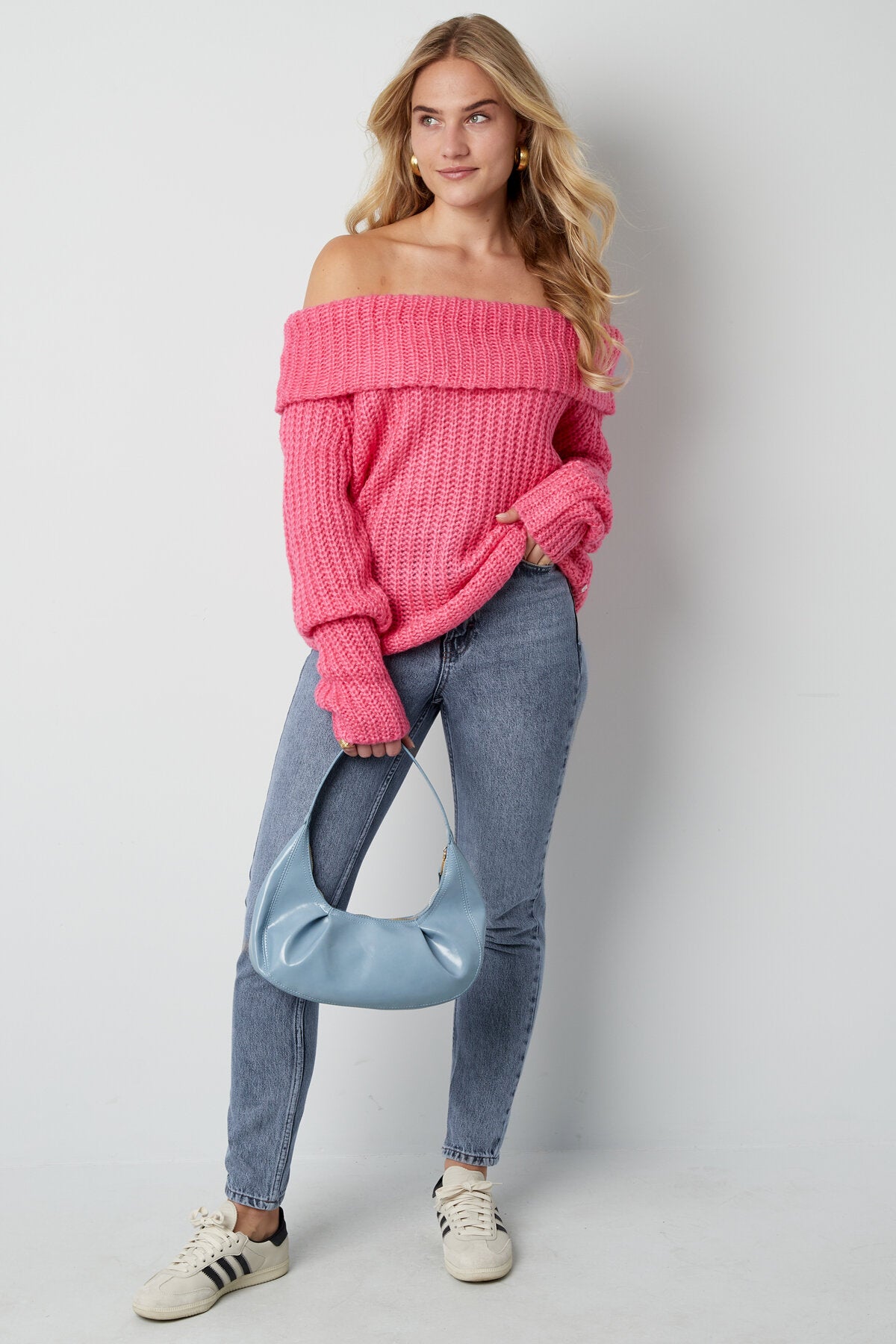Recycled Polyester Blend Truien Off-Shoulder