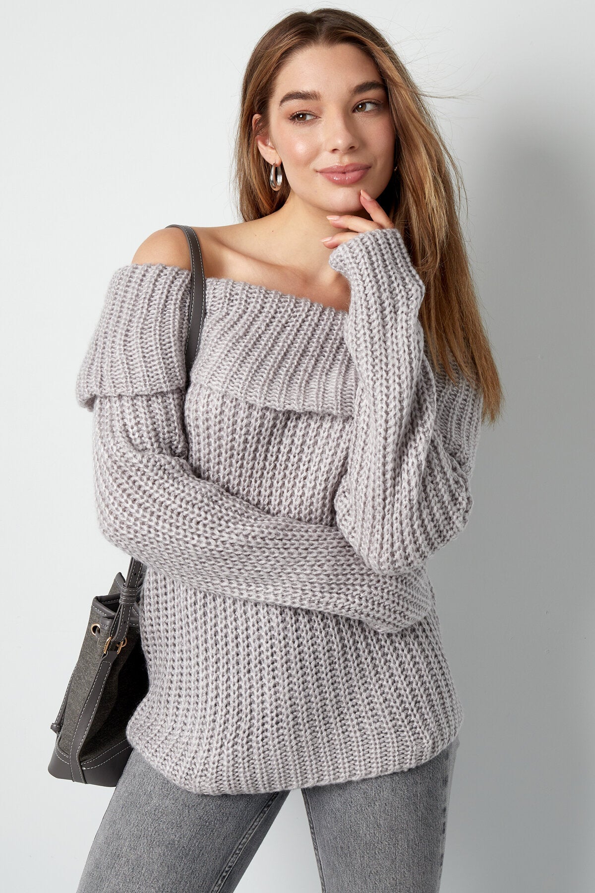 Recycled Polyester Blend Truien Off-Shoulder