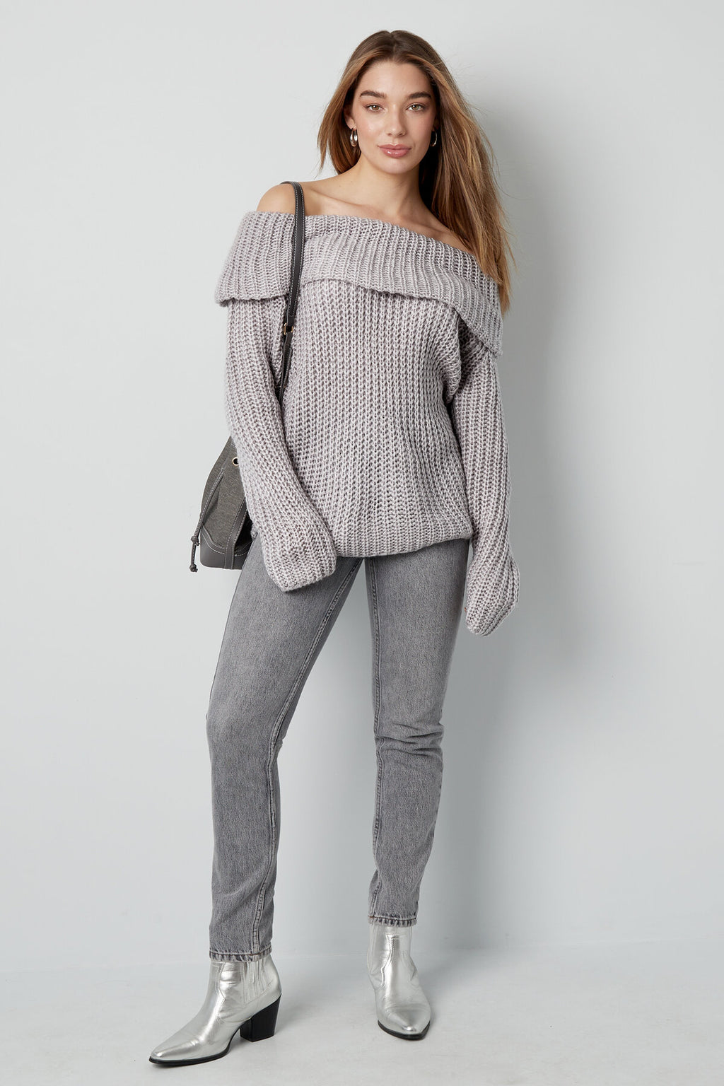 Recycled Polyester Blend Truien Off-Shoulder
