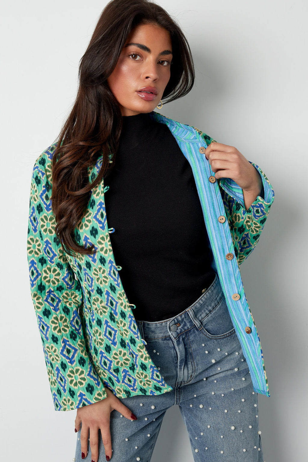 Boho Stijlvol Groen Rayon Jasje