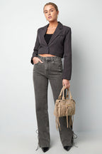 Polyester Cotton Blend Vrouwen Suit Set Conservatief Strepen