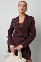 Polyester Cotton Blend Vrouwen Suit Set Conservatief Strepen