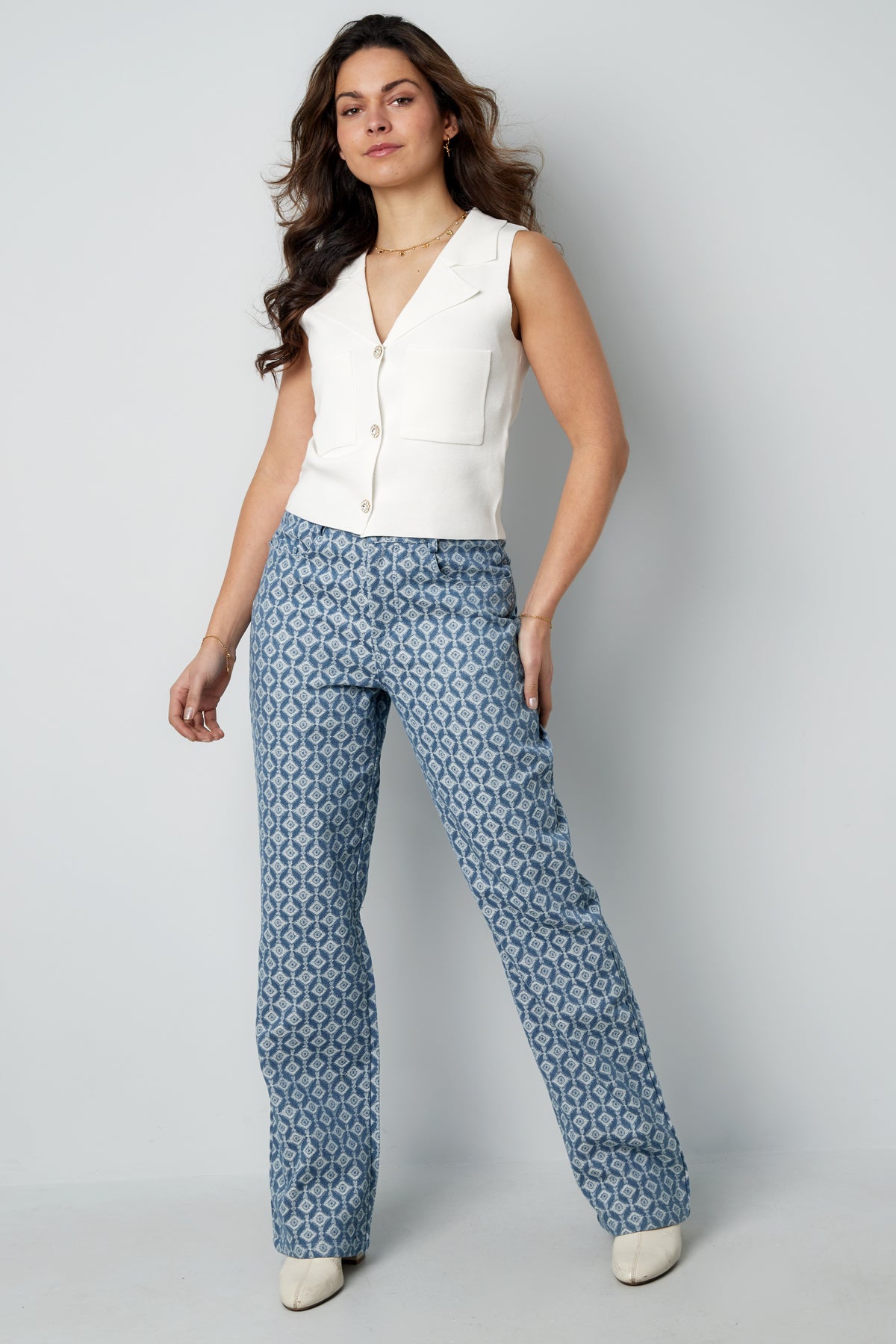 Vrouwen Rechte Broek Geometrisch Patroon