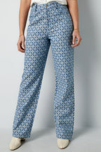Vrouwen Rechte Broek Geometrisch Patroon