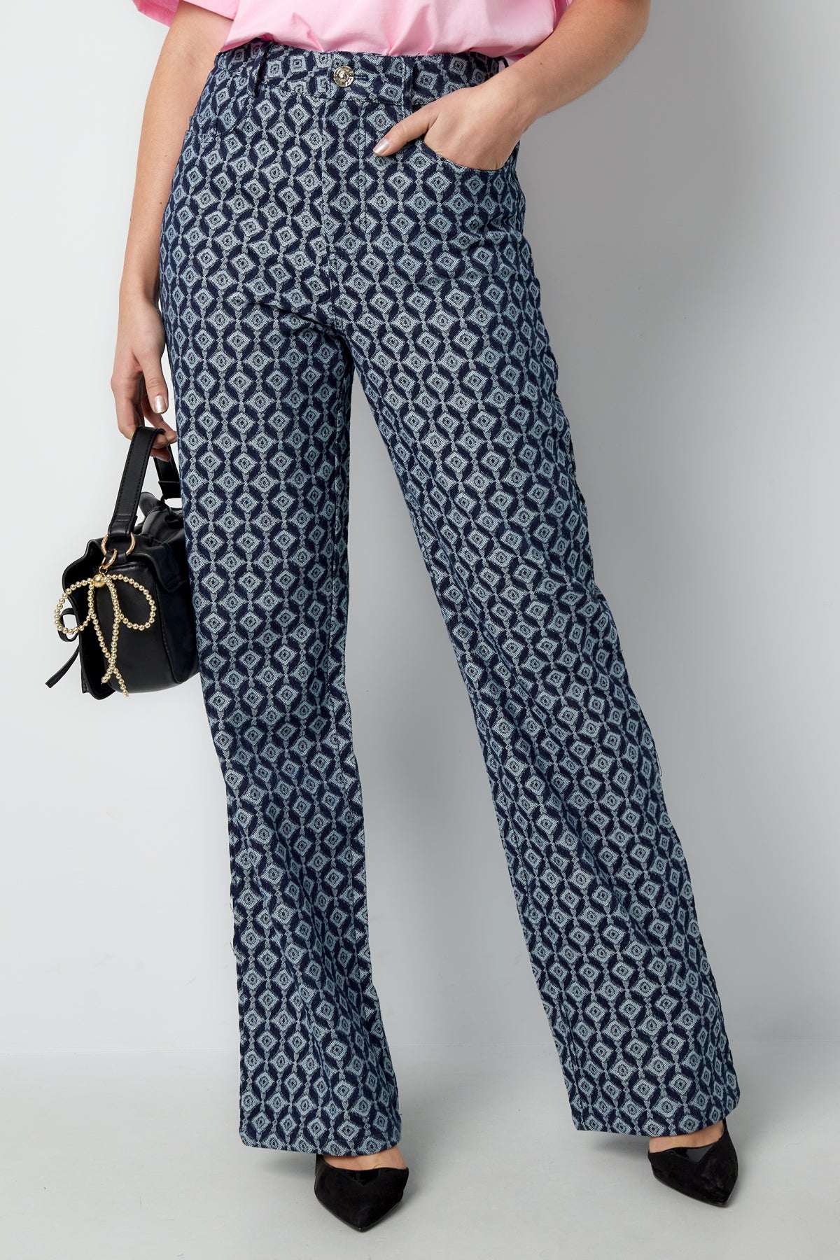 Vrouwen Rechte Broek Geometrisch Patroon