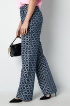 Vrouwen Rechte Broek Geometrisch Patroon