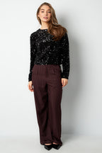 Polyester Lange Mouw Top Geknipt Met Vlinderdetail