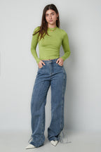Rechte Jeans Casual Knopen Detail