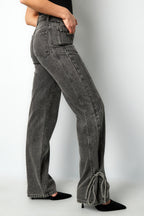 Rechte Jeans Casual Knopen Detail