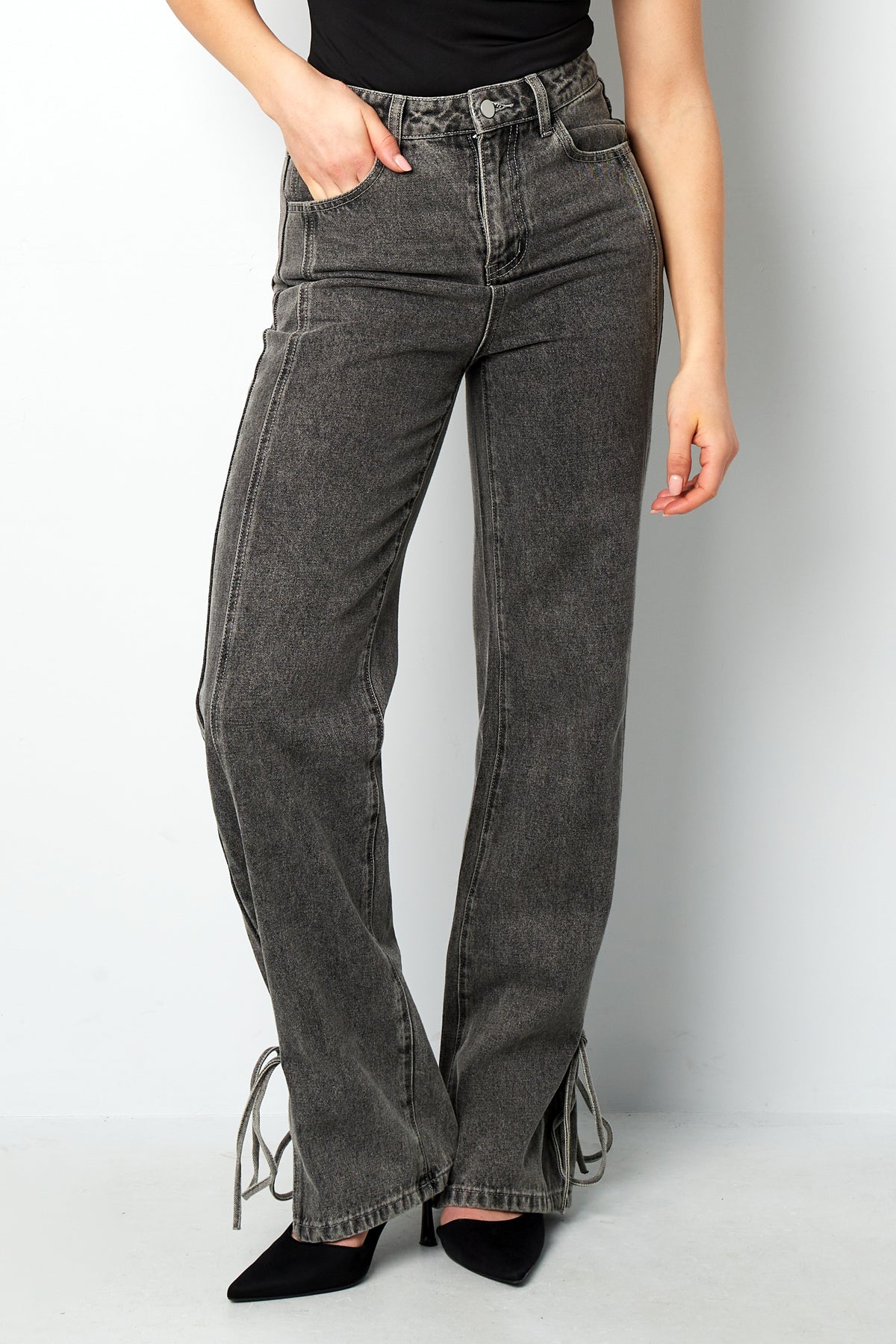 Rechte Jeans Casual Knopen Detail
