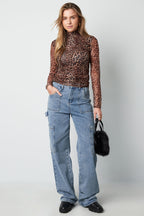 Rechte Jeans Casual Effen Kleur Medium Indigo