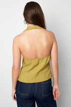 Geweven Polyestervezel Vrouwen Mouwloze Top Casual Boog Detail