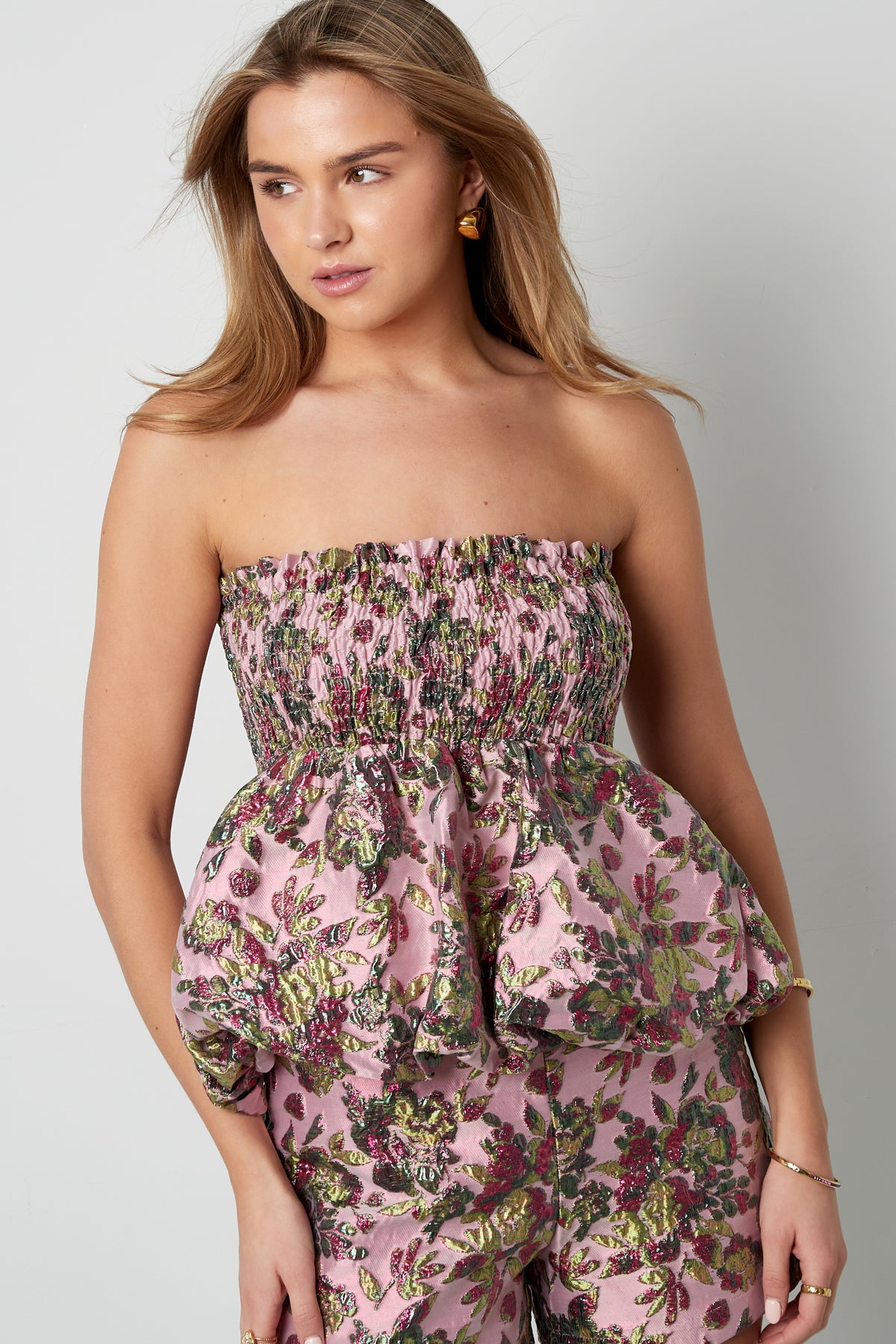 Zijdenmix Mouwloze Top Peplum