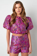 Korte Mouw Top Puff Sleeve Bloemenprint