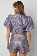 Korte Mouw Top Puff Sleeve Bloemenprint