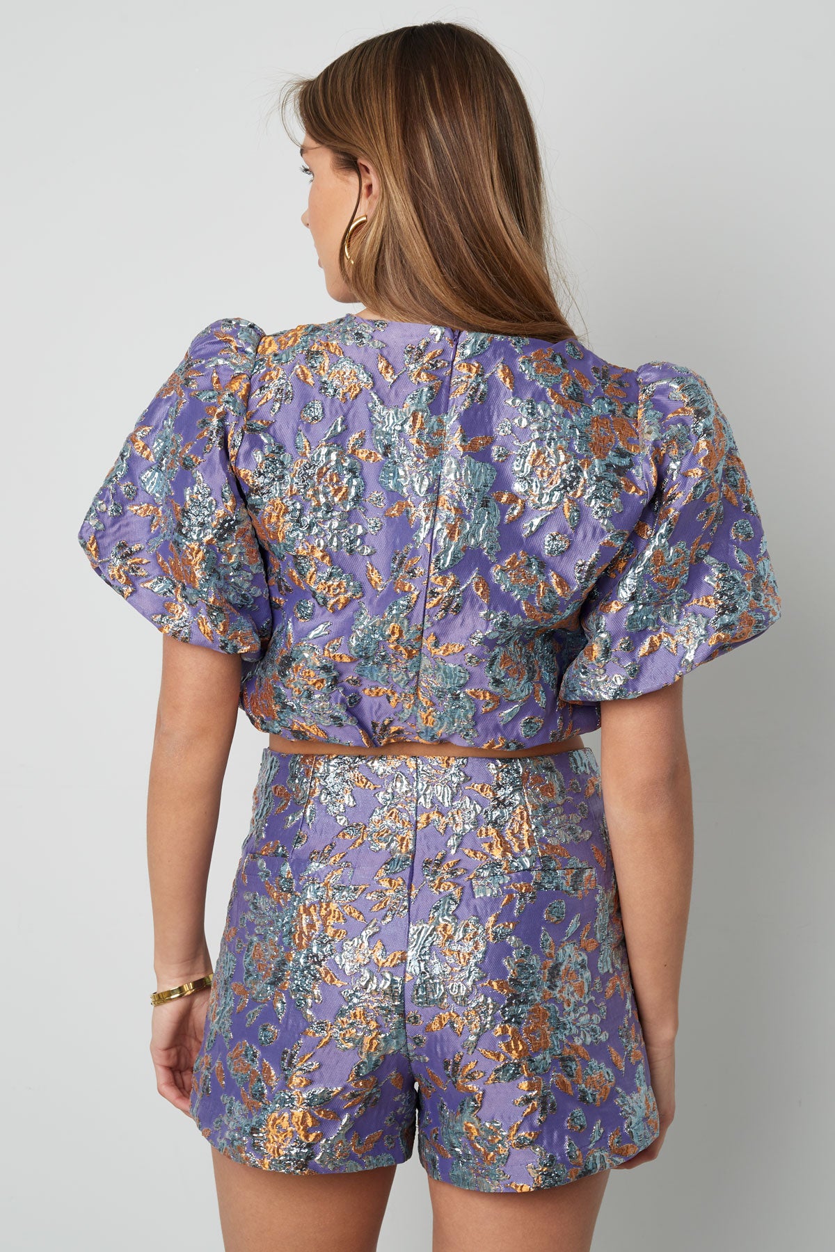 Korte Mouw Top Puff Sleeve Bloemenprint