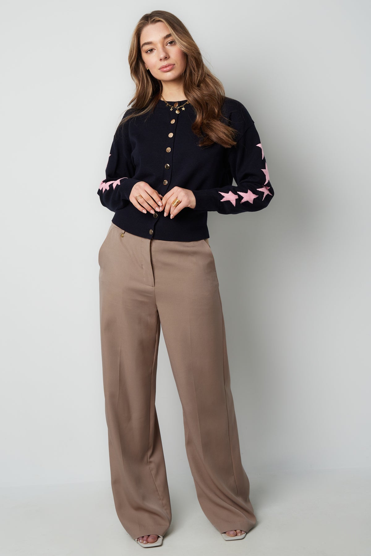 Gebreide Cardigan Vrouwen Kort Model Sterrenpatroon