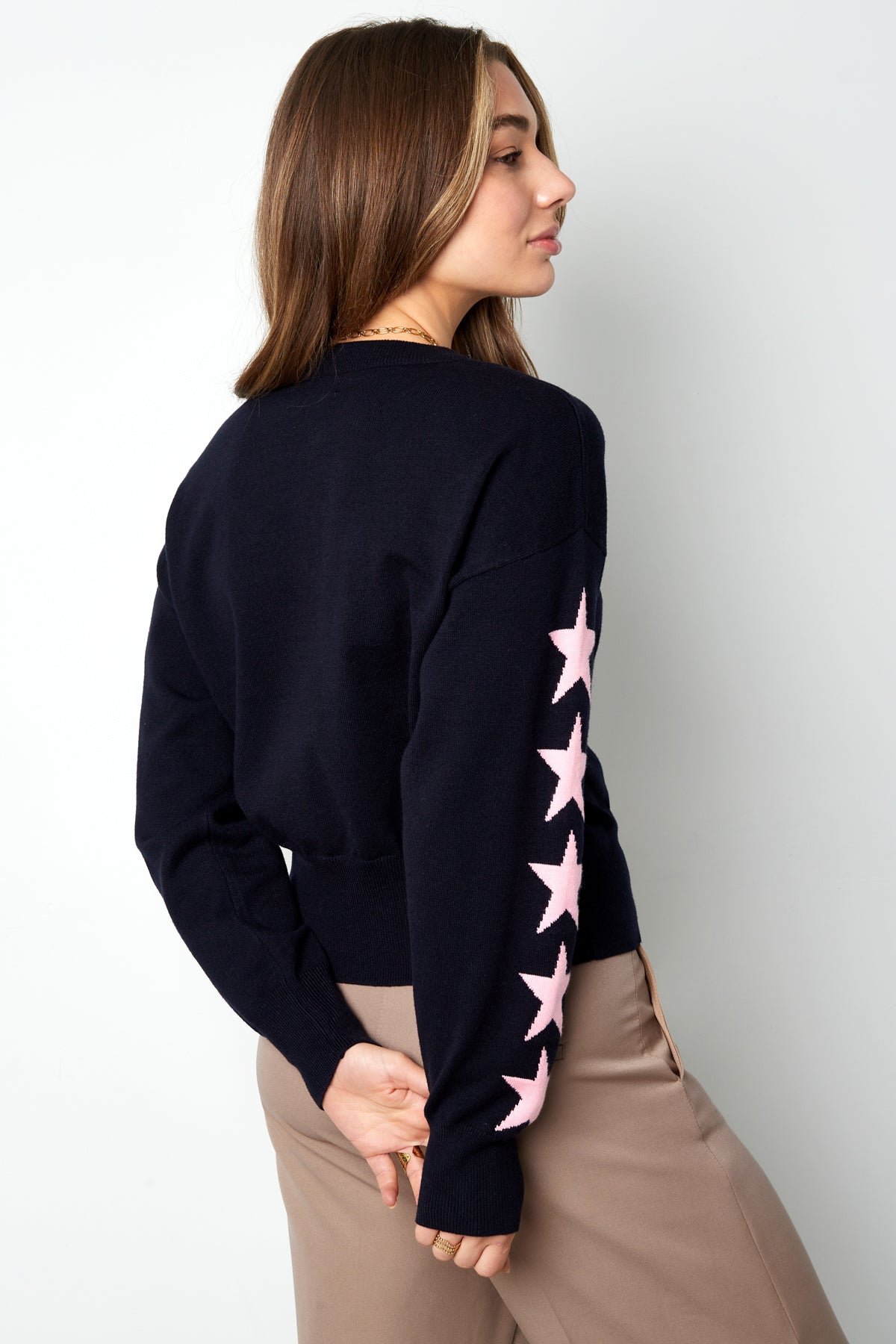 Gebreide Cardigan Vrouwen Kort Model Sterrenpatroon