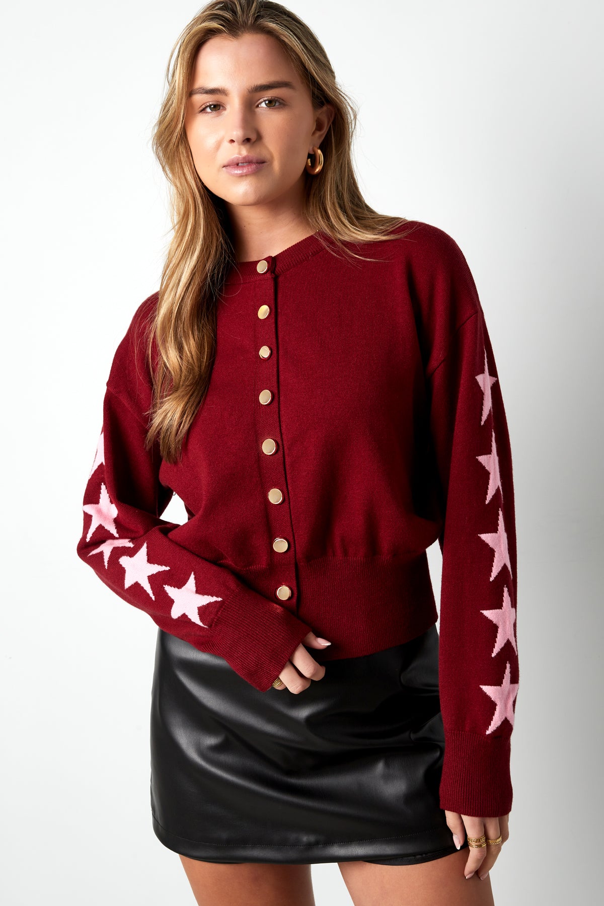 Gebreide Cardigan Vrouwen Kort Model Sterrenpatroon