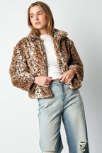 Dames Jas Luipaardprint Warm en Comfortabel