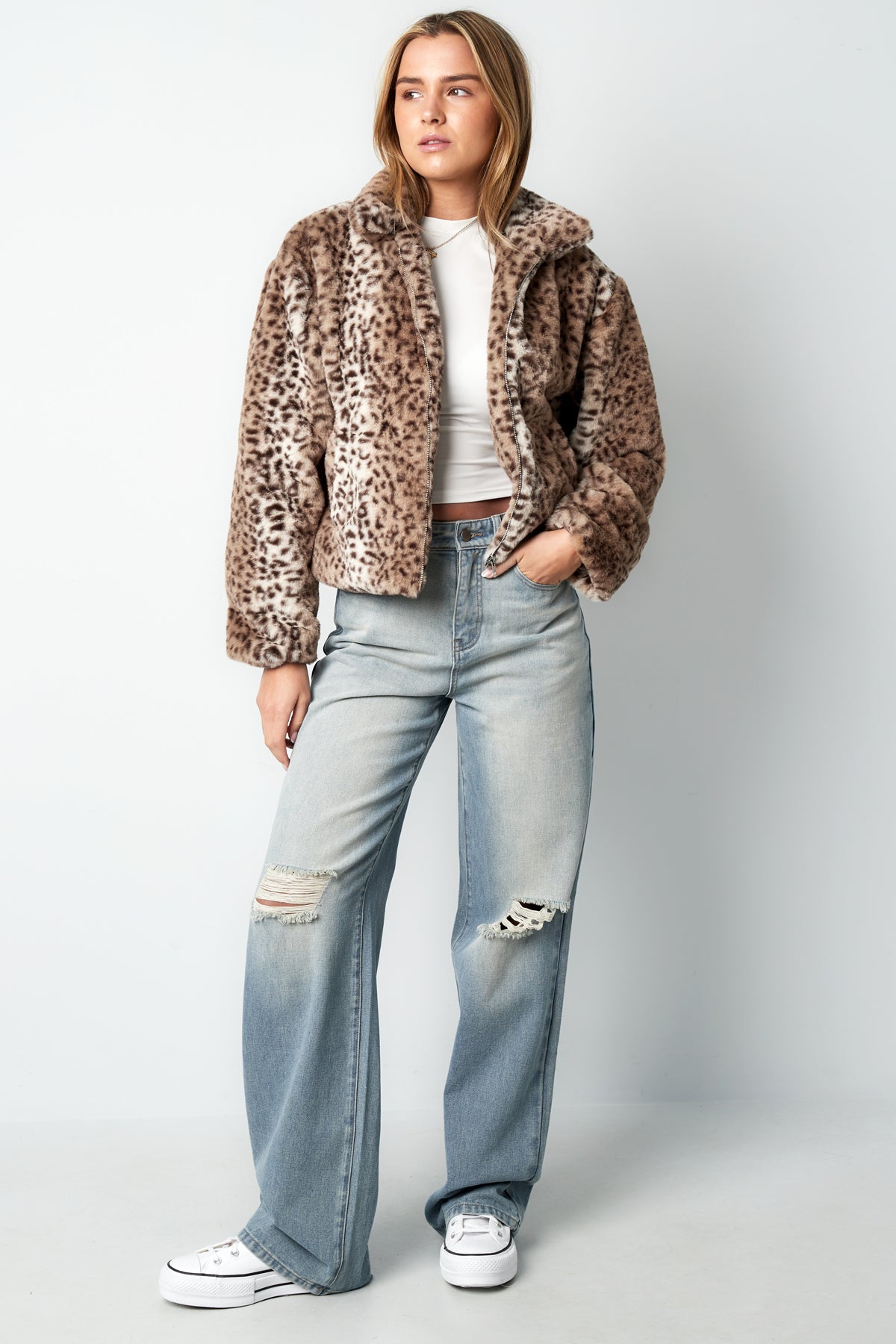 Dames Jas Luipaardprint Warm en Comfortabel