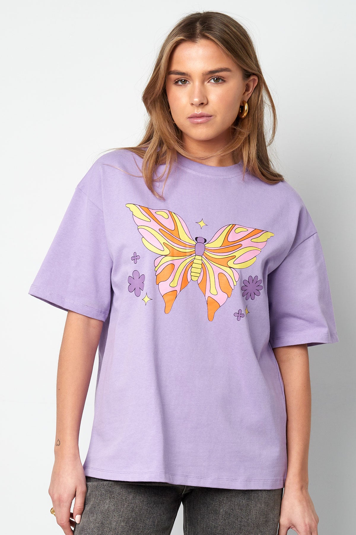 T-shirt Oversized Vlinder Print