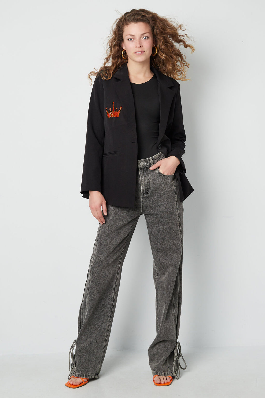 Polyester Vrouwen Suit Jas Kroon Borduurwerk