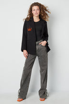 Polyester Vrouwen Suit Jas Kroon Borduurwerk