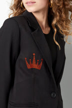 Polyester Vrouwen Suit Jas Kroon Borduurwerk