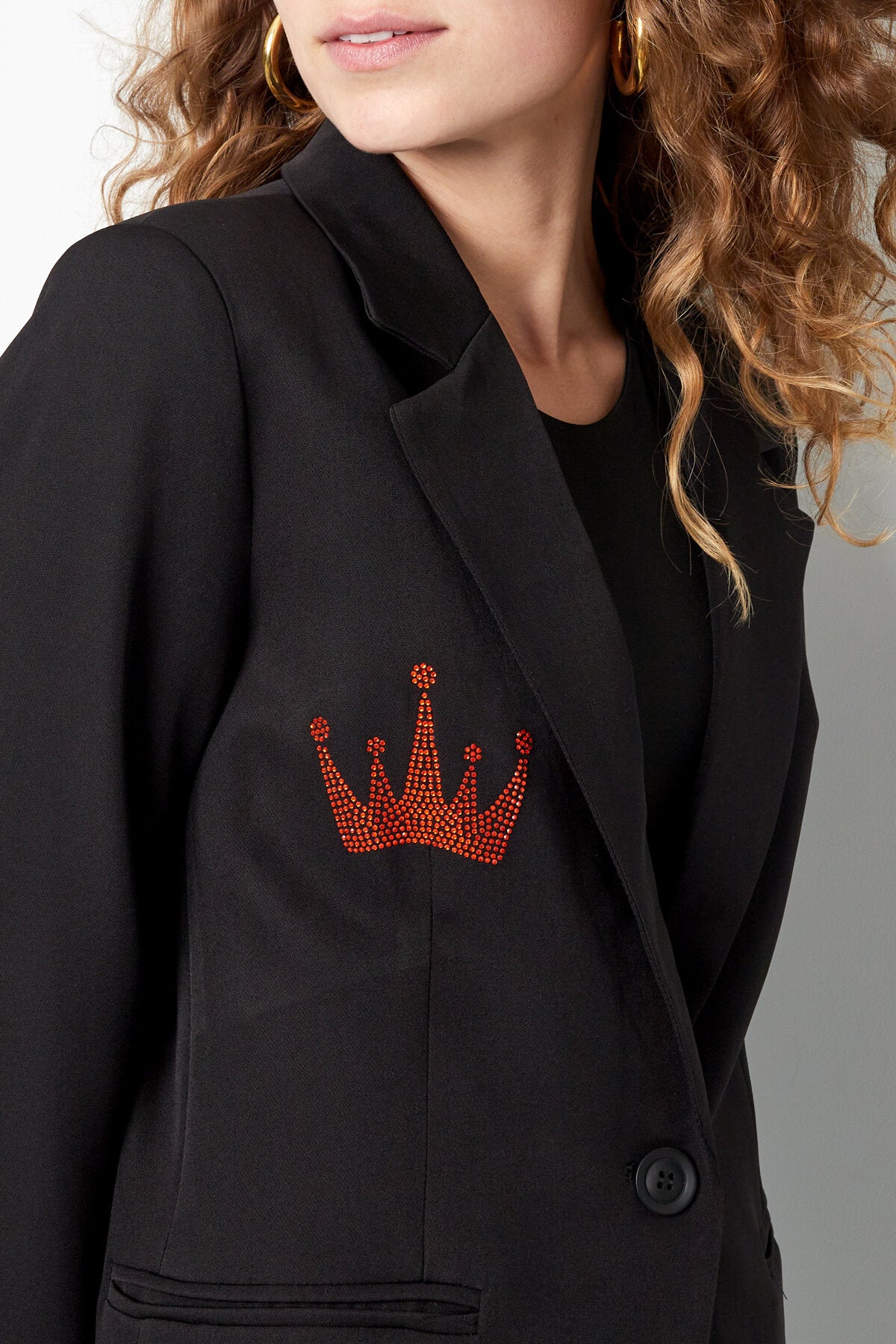 Polyester Vrouwen Suit Jas Kroon Borduurwerk