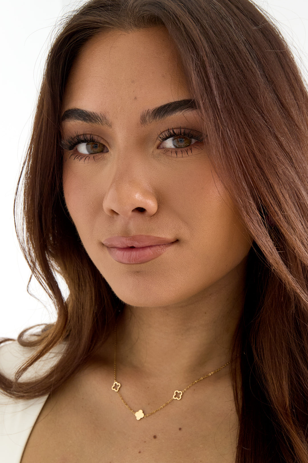 Ketting Klavertjes Goud Kleur Stainless Steel