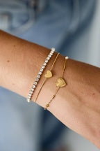 Dubbele Armband Met Minimalistisch Hartje En Zirkonia Steentjes