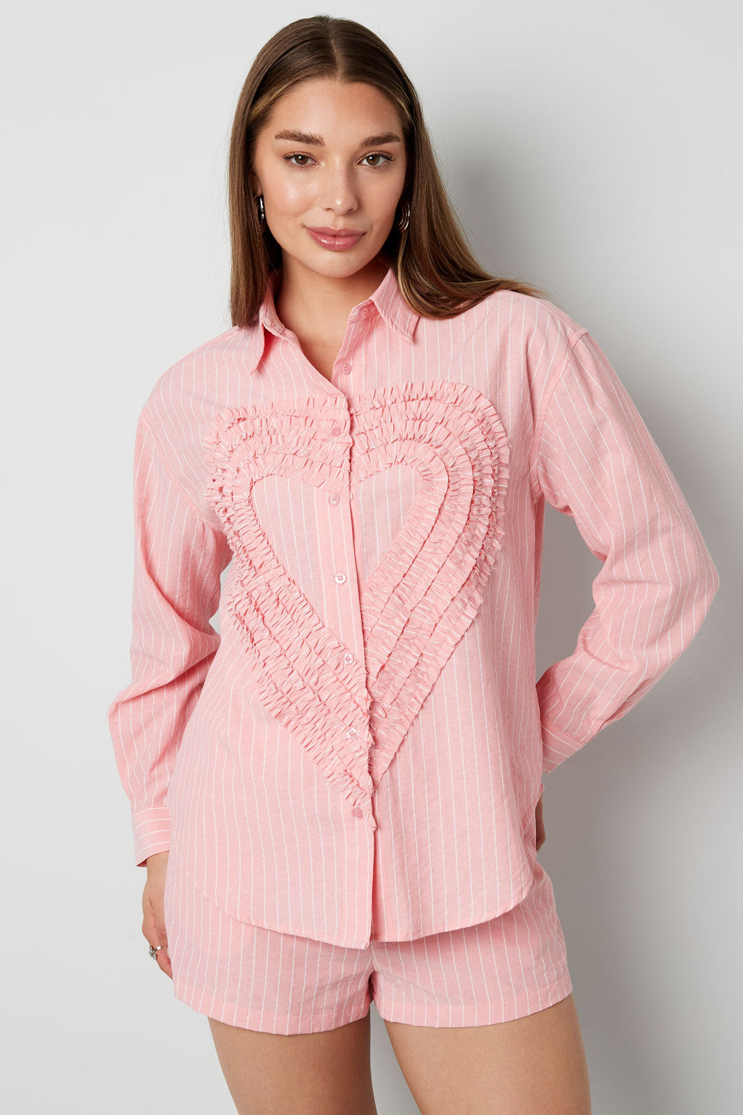 Overhemd Casual Stripes Hart Ruffle Detail