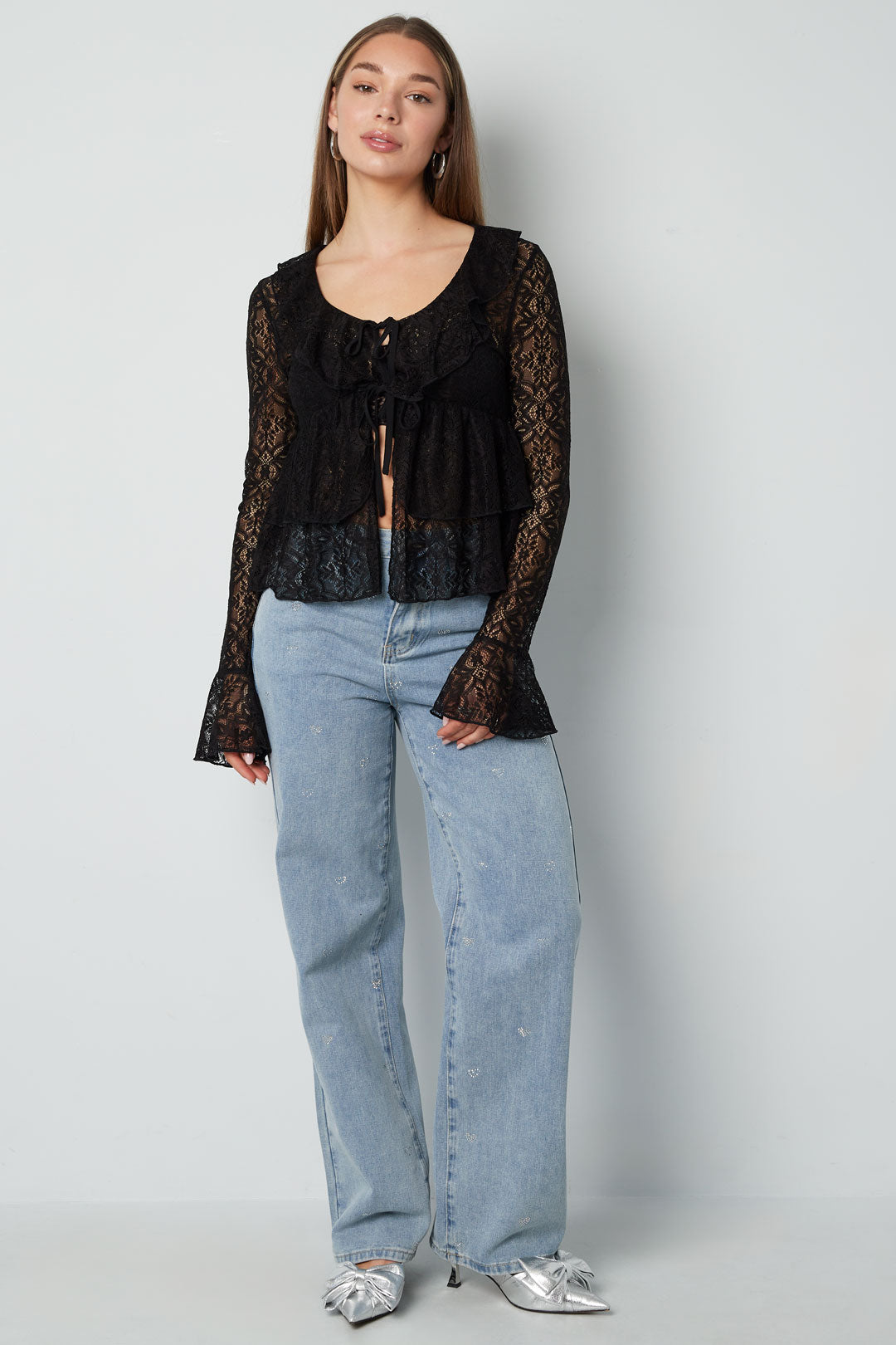 Lange Mouwen Top Elegante Ruches