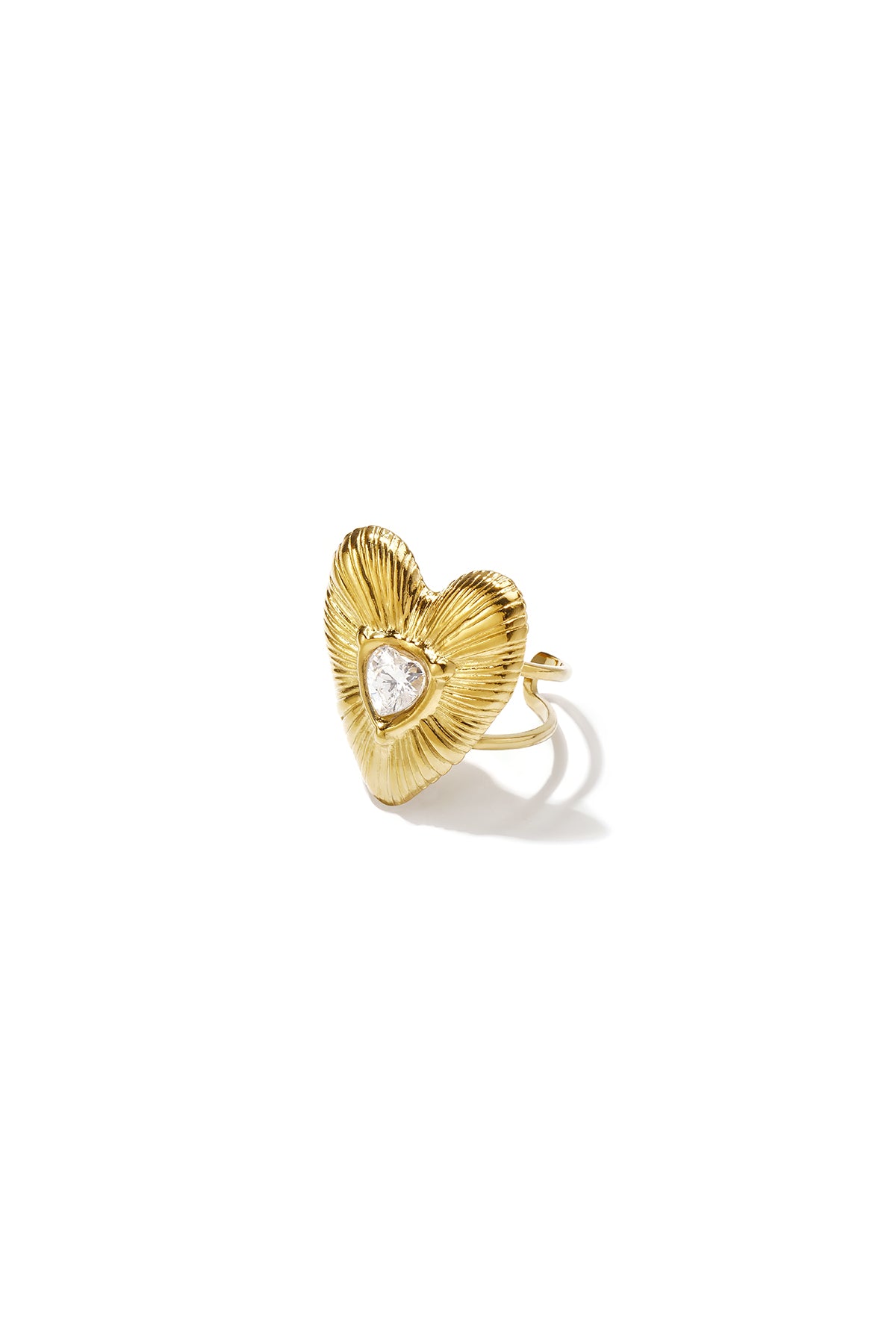 14K Goudverzette Hart Vormige Ring