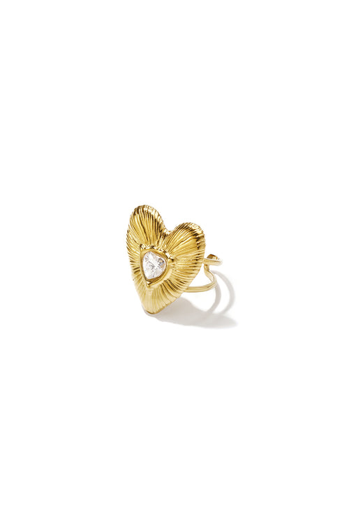 14K Goudverzette Hart Vormige Ring