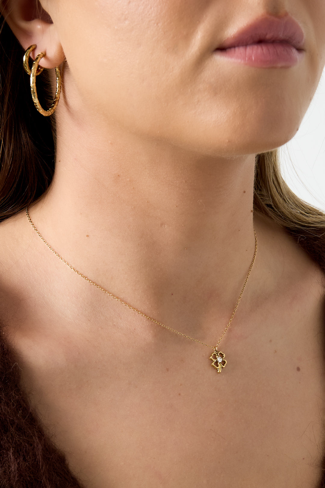 Geplaatste Klavertje Vier Hanger Ketting 