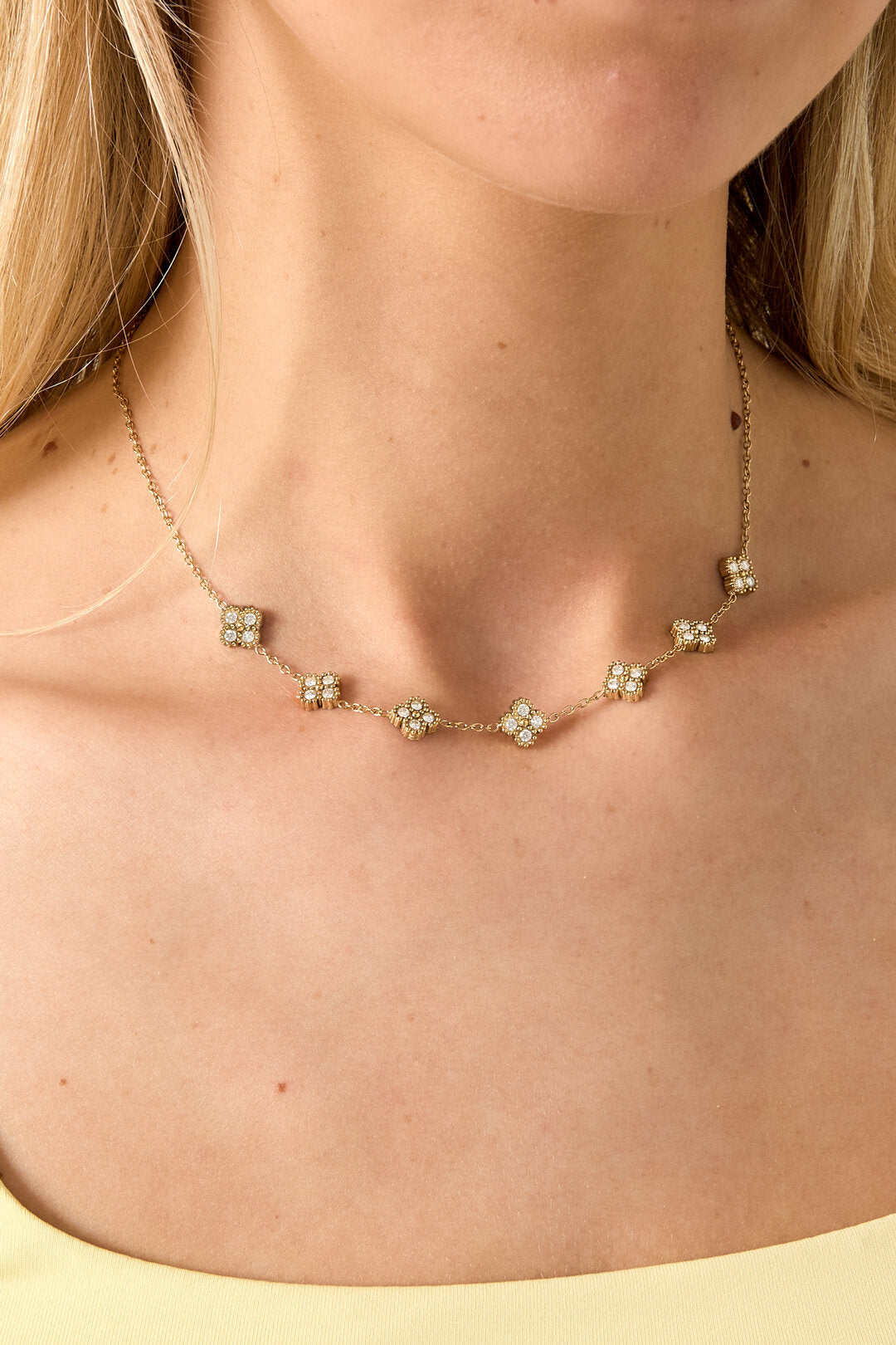 Ketting Met Zirkonia Belegde Klavers