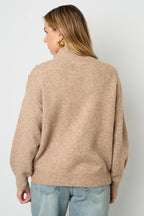 Gebreide Polyestervezel Vrouwen Trui met Schildkraag Casual Eenvoudige Kleur
