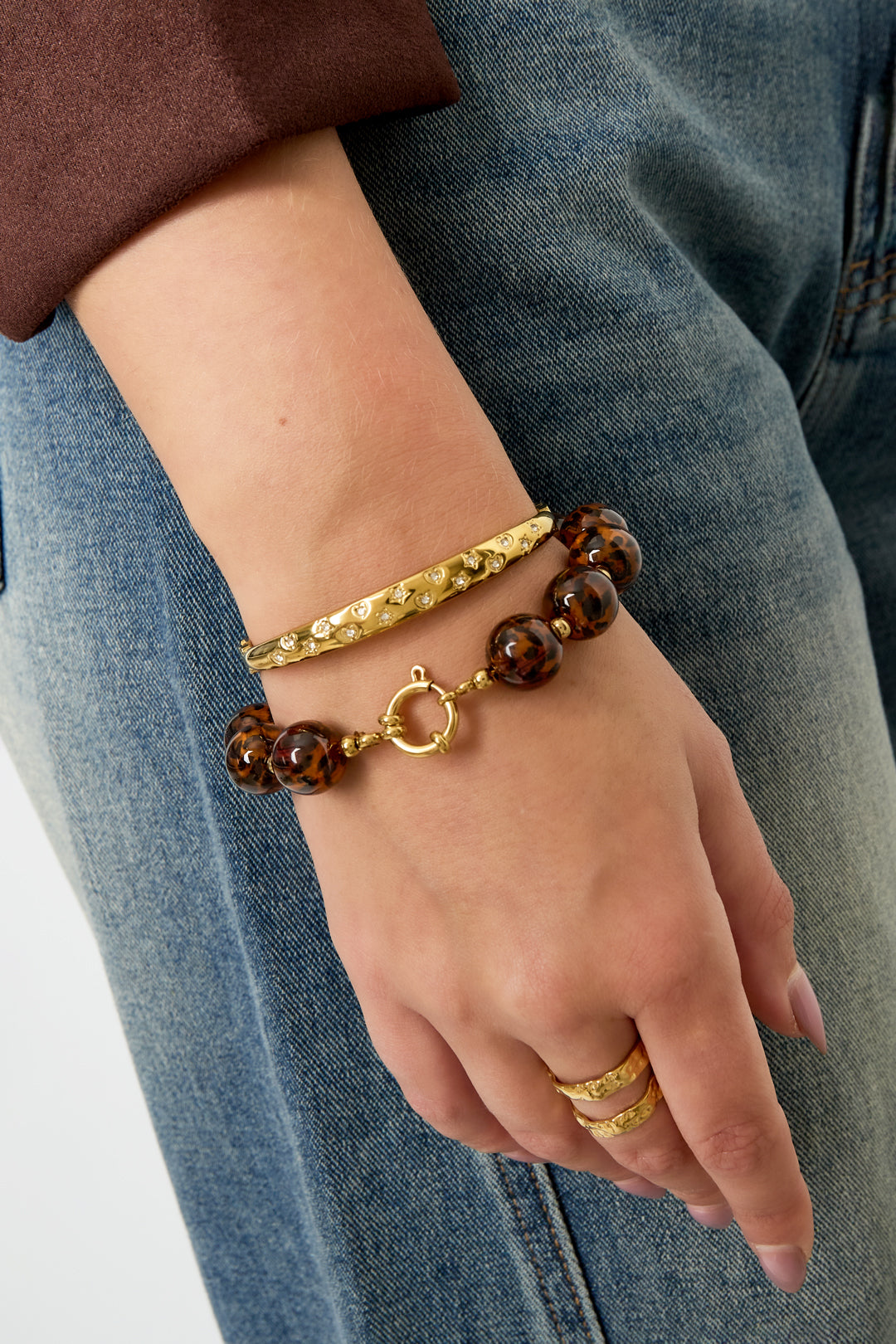 Retro Luipaardprint Kralenarmband