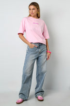 Katoen Gebreide Vrouwen T-shirt Casual Letters