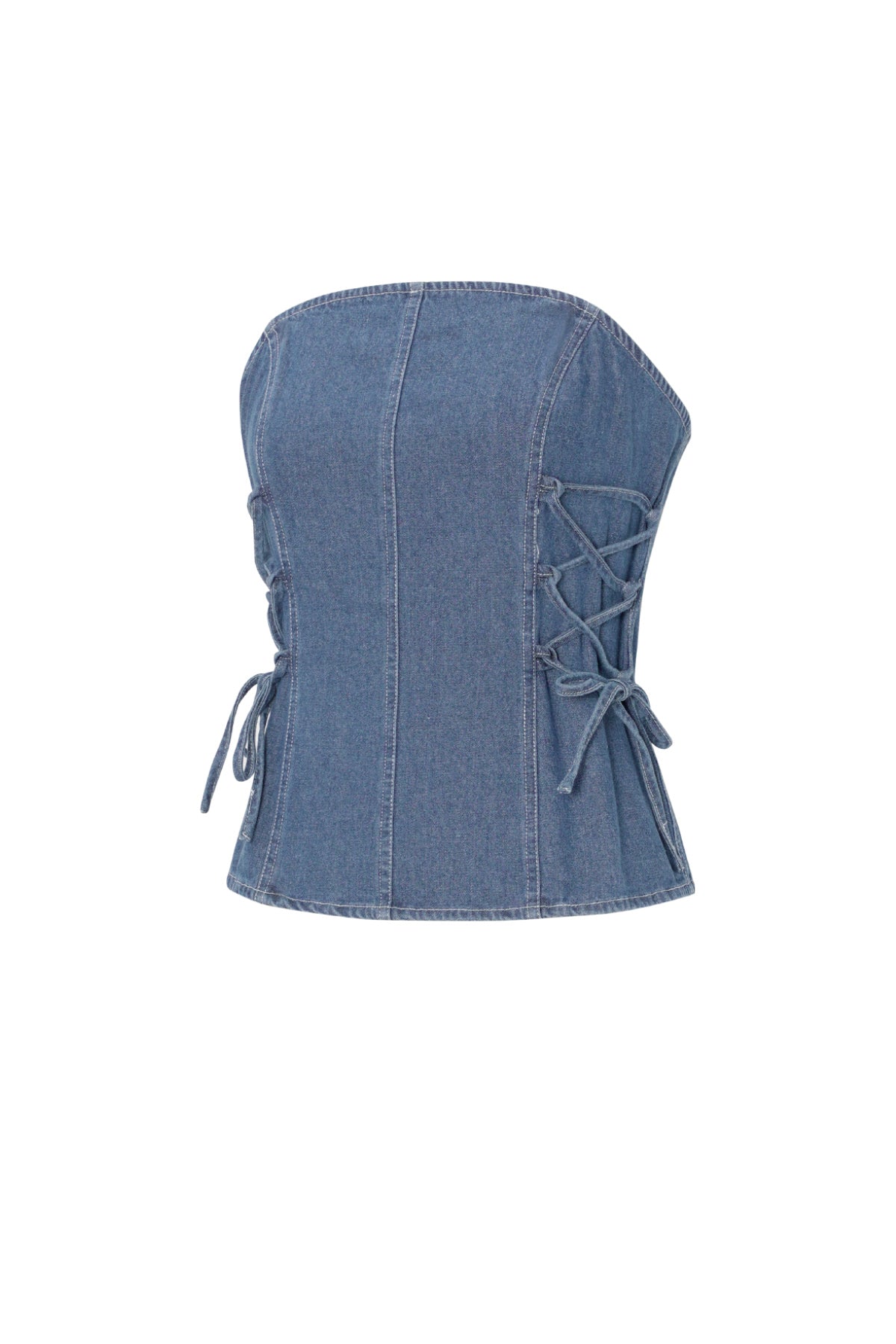 Geweven Denim Strapless Top 