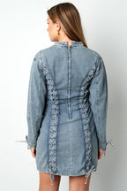 Denim Dress Elegant Tie-up 