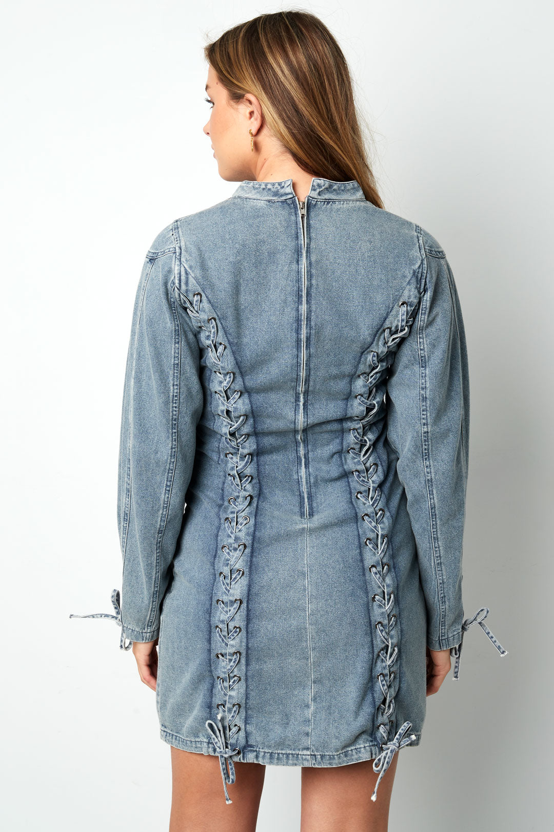 Denim Dress Elegant Tie-up 