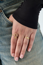 Minimalistische Verstelbare Ring Met Strass Ster